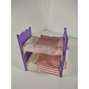 1995 FISHER PRICE LOVING FAMILY KIDS PURPLE STACKABLE BUNK BEDS INTO SINGLE BEDS